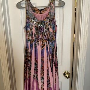 Colorful Sleeveless Dress with Paisley Print